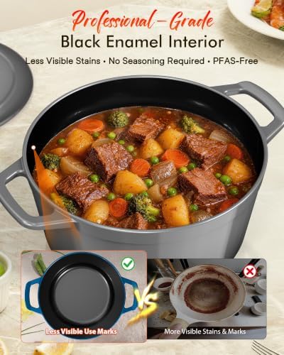 Nuwave 6 Qt PFAS-Free Enamel Cast Iron Dutch Oven Pot with Lid, BlackSesame