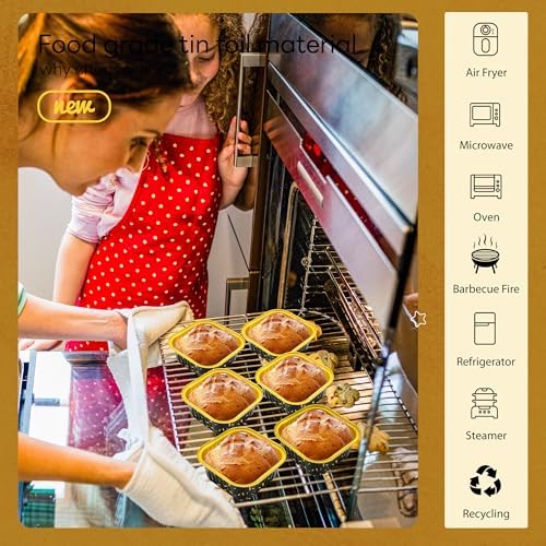 NPLUX Halloween Baking Pans, 5oz 50 Pack Black Gold for Parties