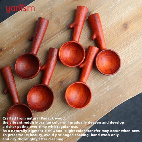 Padauk Coffee Scoop,Wooden Coffee Bean Measuring Spoon,5g Capacity,Natural Wood Coffee Scoop for Tea,Sugar & Powder,Rustic Kitchen Gift for Coffee Lovers