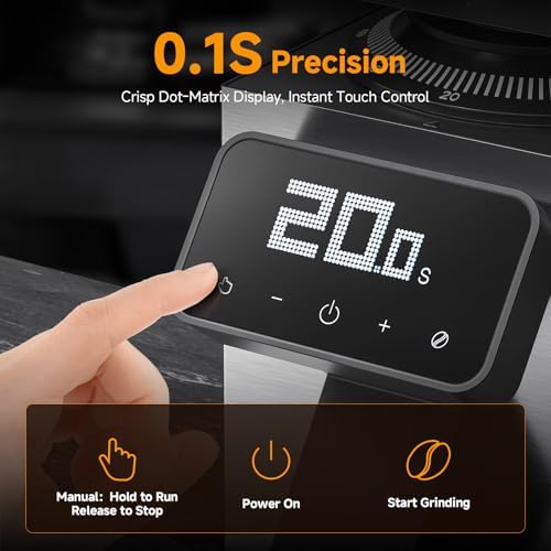AMZCHEF 64mm Flat Burr Coffee Grinder, Espresso Grinder, 90 Grind Settings