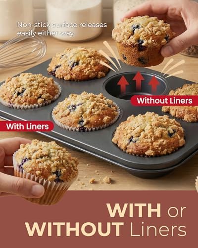 CARTMAN 2-Pack Jumbo Muffin Pan with 150 Liners, 12.6" x 8.3", Nonstick