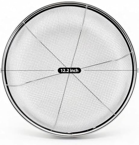 Fine Mesh Strainer for Kitchen, Stainless Steel Colander Bowl for Pasta, Rice, Fruit, Metal Net Baskets with Resting Base - Strain, Drain, Rinse (Diameter 12.2 inch)