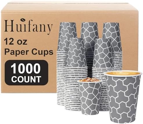 1000 Count 12 oz Paper Cups Insulated Disposable Hot Cups