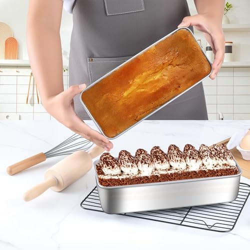 LIANYU Stainless Steel Loaf Pan, 12x5 Inch Large Bread Pan for Baking