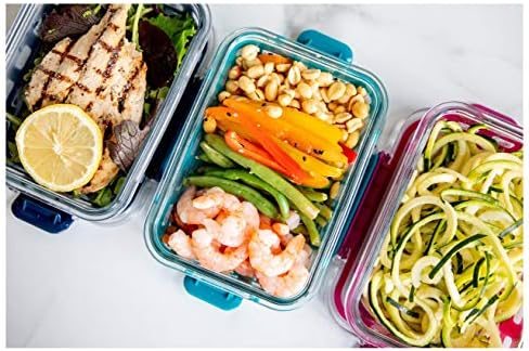 Ello Duraglass 5 Cup Glass Meal Prep Container with Lid, midnight