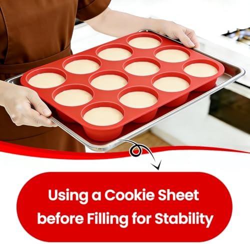 CAKETIME Silicone Muffin Pan 3 Pack Regular 12 Cup Muffin Tin for Baking Banana Muffins Cupcakes Egg Muffins