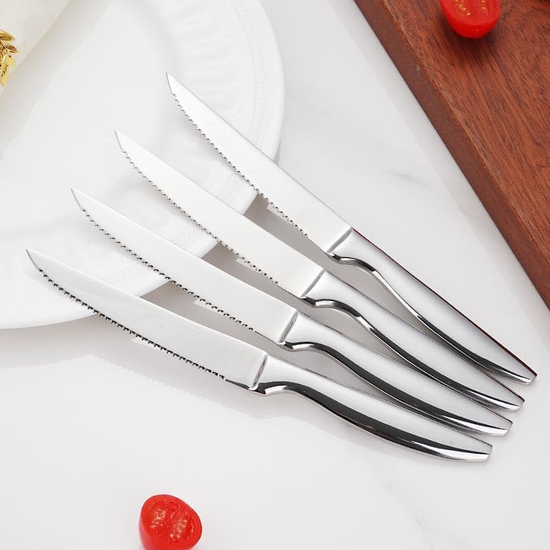 Serrated Steak Knives Set of 6, Dishwasher Safe Kitchen Steak Knives Set