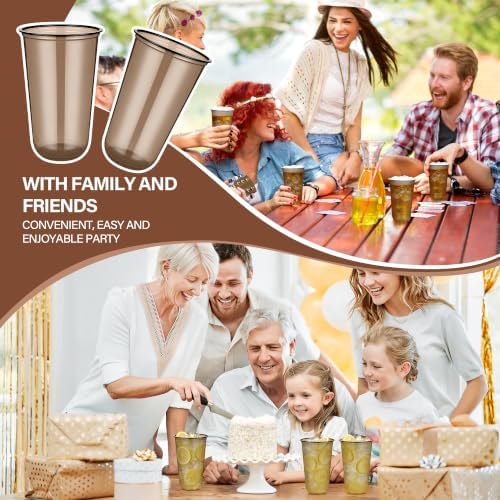 KesaPlan 100 Pcs 18oz Plastic Black Cups, Disposable Wine Cocktail Glasses
