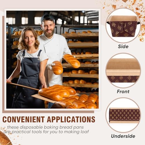 Sabary 50 Pcs Paper Baking Loaf Pan with Lids Disposable Paper Pans Mold for Christmas Winter Birthday Cake Bread Bakery Holiday Gifts(7.87 x 2.55 x 1.94 Inches)