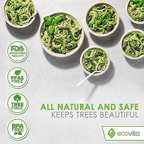 Ecovita 100% Compostable Paper Bowls [16 oz.] – 150 Disposable Bowls Eco Friendly Sturdy Tree Free Liquid and Heat Resistant Alternative to Plastic or Paper Bowls