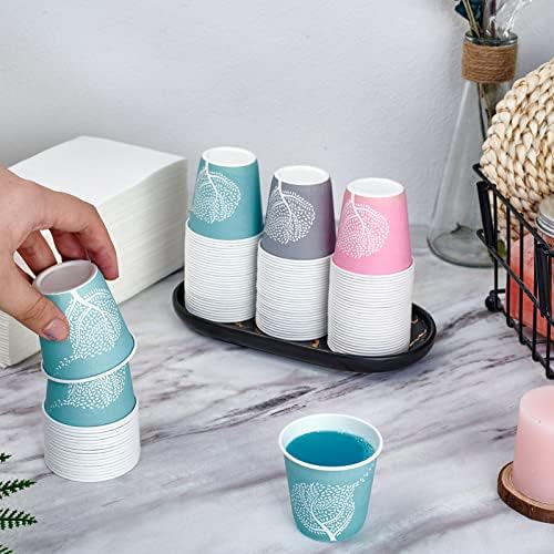 LITOPAK 300 Pack 3 oz Paper Cups, Colorful Disposable Mouthwash Cups 3 oz