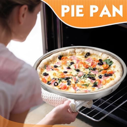 3 Pcs Deep Stainless Steel Pie Pan Set - Thickened Metal Baking Pans for Oven, Rust Proof Pie Plates for Kitchen (11 Inches,Larger Size)