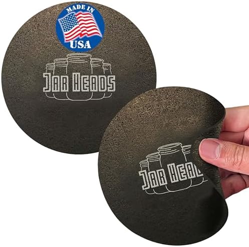 JAR HEADS Rubber Jar Opener Gripper Pad 2 Pack - Thick 5 Inch Grippers for Opening Jars Made in the USA - Jar Opener for Weak Hands & Seniors with Arthritis