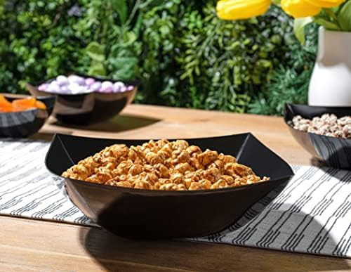 4 Pack Disposable Black Plastic Serving Bowls Square Party Candy Use 64oz