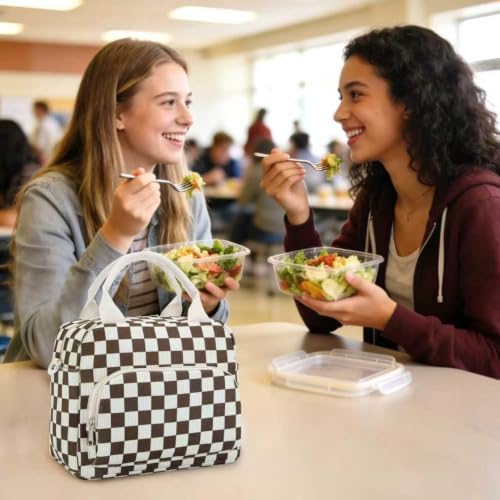 GASSDA Lunch Box for Women Insulated Lunch Bag Women Adult Cute Lunch Bags Reusable Lunchbox Cooler Tote Bag for Work Picnic (White-Coffee)
