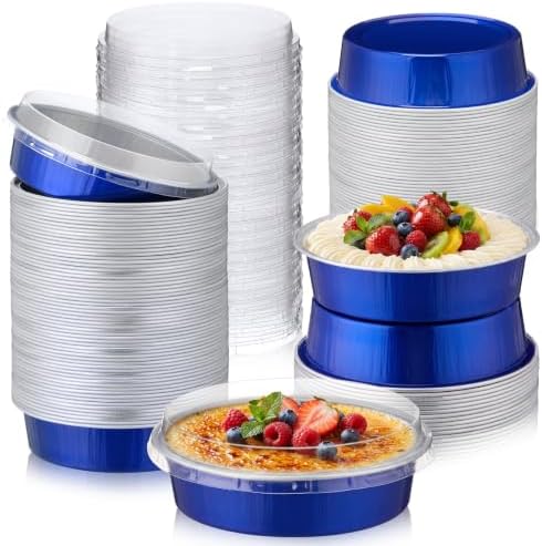 Yinder 120 Pcs Mini Cake Pans with Lids, Mini Pie Tins (Sapphire Blue)