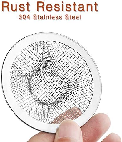 2pcs Heavy Duty Stainless Steel Slop Basket Filter Trap, 2.75" Top / 1" Mesh Metal Sink Strainer Shower Drain Hair Catcher for Kitchen Bathroom Bathtub Wash Basin Floor Balcony Drain Hole, Utility