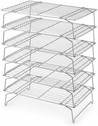 LIANYU Cooling Rack 15"x10", 6-Tier Stackable & Collapsible Cooling Racks