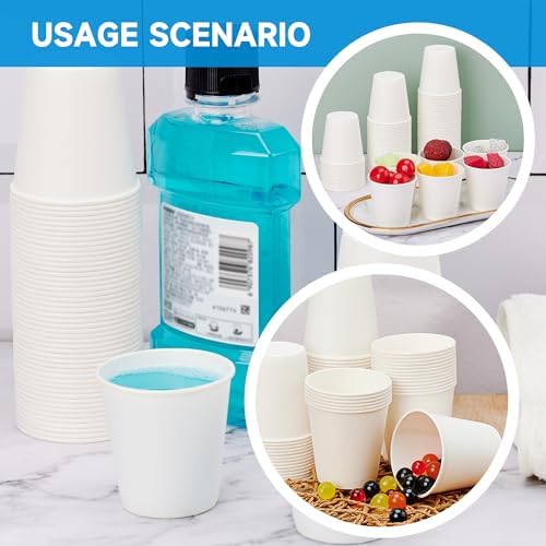 RACETOP 3000 Pack 3 oz Paper Cups for Bathroom, Disposable Mouthwash Cups, Small Paper Cups, for Parties, Picnics, Travel