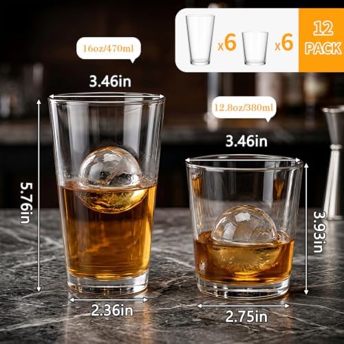 Moretoes Everyday Drinking Glasses Set of 12 Glass Cups Set