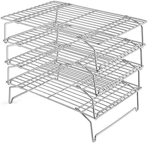 Leonyo 4-Tier 15x10IN Cookie Cooling Rack for Cooking Stackable Collapsible