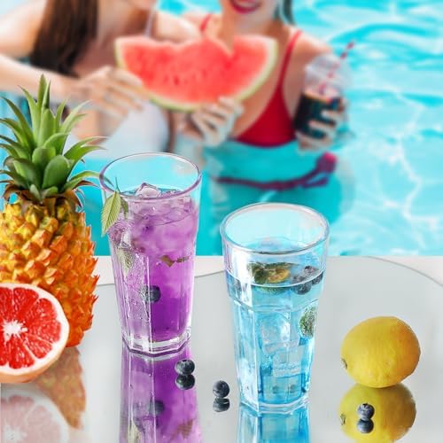 Etolies Highball Drinking Glasses Set of 9, Water Glasses 16 oz,Iced Tea Glasses for Water, Juice, Cocktails,Milkshake,Coke,Soda,Beverages. Heavy Base Tumbler,Kitchen and Bar Glassware