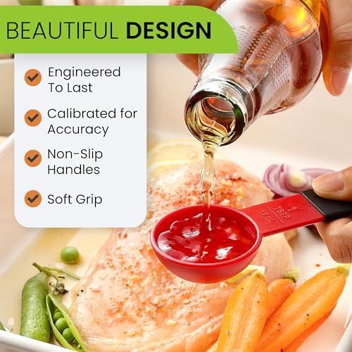 Spring Chef Set of 9 Plastic Magnetic Red Measuring Cups and Spoons