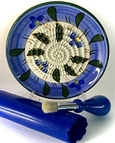 BonCera, Premium Ceramic Garlic Grater Plate Set - Blue Lavender Plant