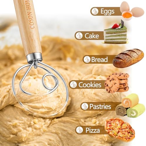 2 Pack Danish Dough Whisk Hook Sourdough Bread Baking Supplies Starter Kit