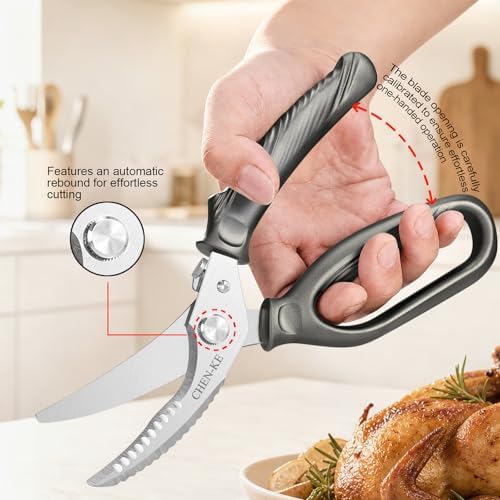 CHEN-KE Rust Resistant Heavy Duty Multipurpose Kitchen Shears-Grey