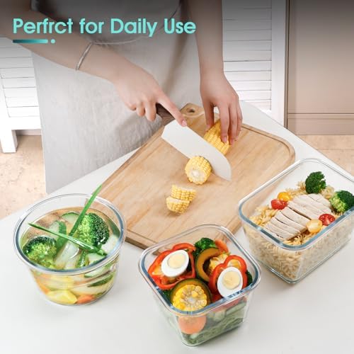 NUTRIUPS 2.6L Large Glass Food Storage Container, 9×6×5in