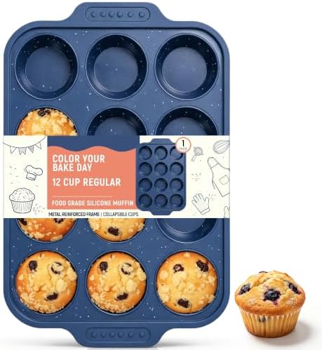 Silicone Muffin Pans for Baking with Metal Reinforced Frame