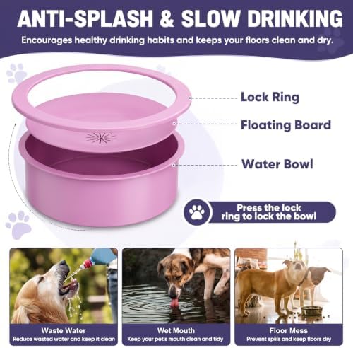 XIAZ Elevated Dog Bowls Large Breed Raised Dogs Bowl Stand Large/Medium Sized Dog Slow Feeder Dogs Bowls Food Water Stands 5 Heights Adjustable 9/11/12/14in Pet Feeder Dish Station
