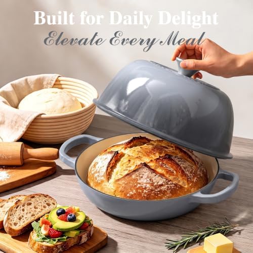 Umite Chef 6QT Enameled Cast Iron Dutch Oven for Bread Baking