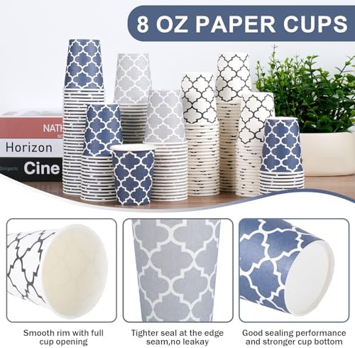 Clawsoff 300 Pack Paper Cups 8 oz, Disposable Coffee Cups 8 OZ