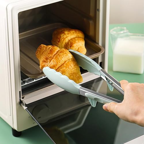 Kitchen Tongs for Cooking with Silicone Tips, 3 Size Serving Tongs, Green