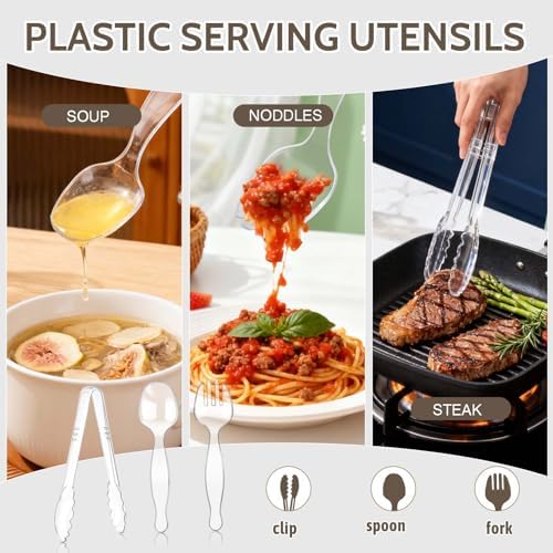 30 Pcs Disposable Clear Plastic Serving Utensils,10 Set