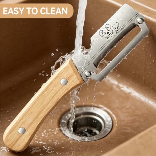 Vegetable Peeler,Stainless Blade,Wooden Handle,Veggie Potato Apple