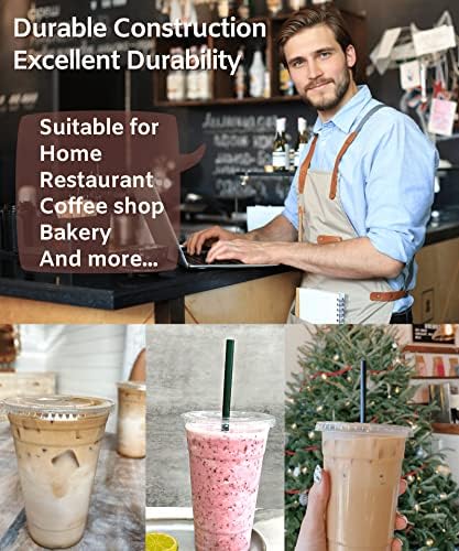 Cappatua 24 oz Clear Plastic Cups with Lids and STRAWS, Disposable Drinking Cups for Cold Drinks, Iced Coffee, Milkshakes, Smoothies, 25 Sets