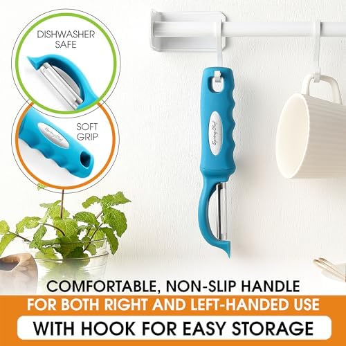 Spring Chef Swivel Vegetable Peeler with Soft Grip Handle, Set of 2, Teal