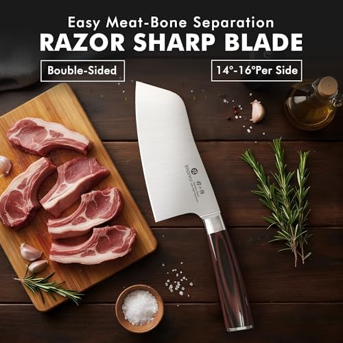 imarku 7 Inch Meat Cleaver, SUS440A Japanese Steel, Ergonomic Handle