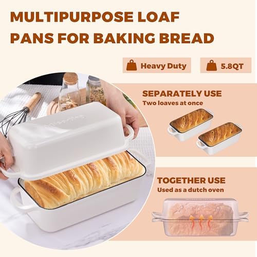 Cast Iron Loaf Pan with Lid, 11x5 Inch 5.8 Qt Sourdough Pan