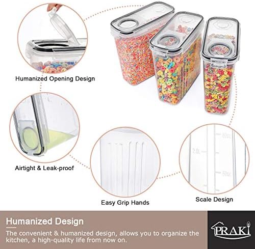5PCS Large Cereal Containers Storage [4L/135.2 oz], Food Storage Containers