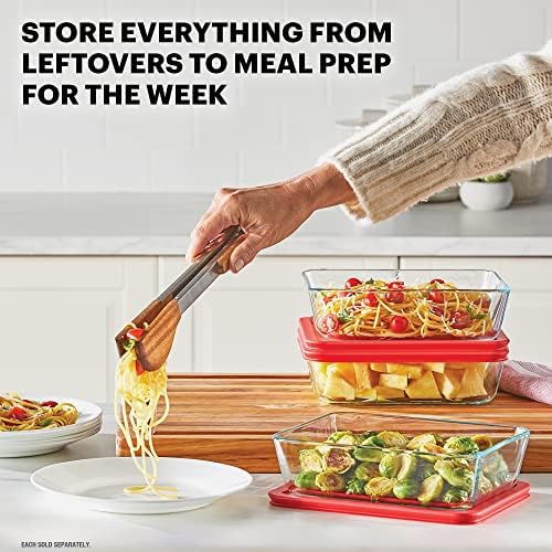 Pyrex Simply Store 6 Cup Glass Food Storage Container, BPA-Free Lids