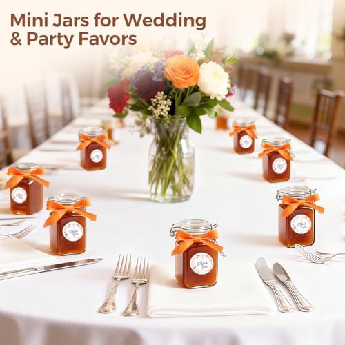ComSaf Square Glass Spice Jars 8 oz 12 Pack with Labels and Funnel Set