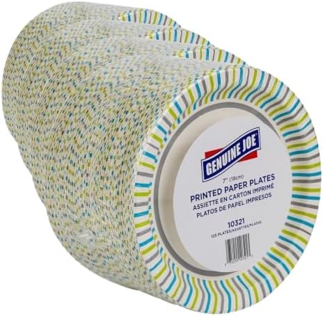 Genuine Joe Printed Paper Plates,7",125 Count (Pack of 4)