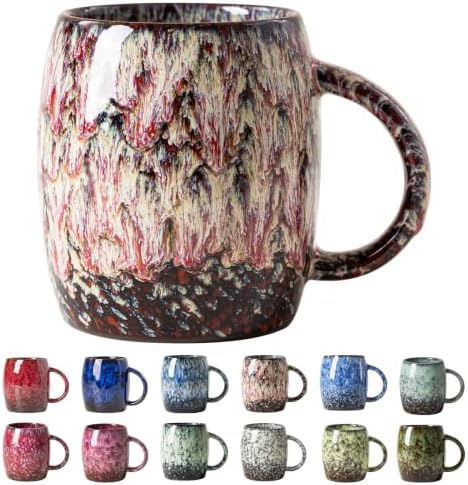 Raspberry Cream Ceramic Mug, 14oz Reactive Glaze Coffee Mug, Gift for Her