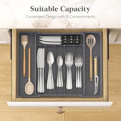 Lifewit Expandable Silverware Drawer Organizer, Kitchen Utensil Tray