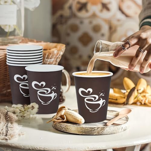 Clawsoff 10 oz 200 count Disposable Coffee Cups Hot Paper Cups Brown