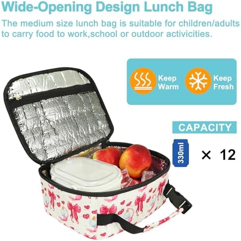 esouler Lunch Box Kids Insulated Lunch Bag for Boys & Girls Durable Children Lunchbox for School with Water Bottle Holder-Bowknot
